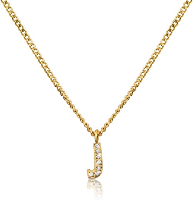 Detalle de GD GOOD.designs Catena di lettere d’oro da donna: collana placcata 18 carati con iniziali in zirconi