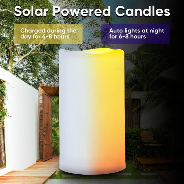 Thumbnail 1 de Homemory 4" x 10" Solar Outdoor Candle set
