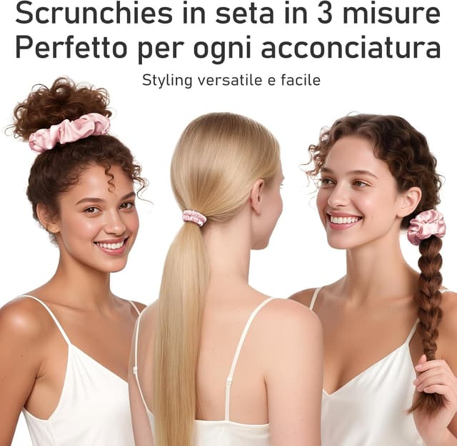 Detalle de Scrunchies in seta Litbear 3 elastici
