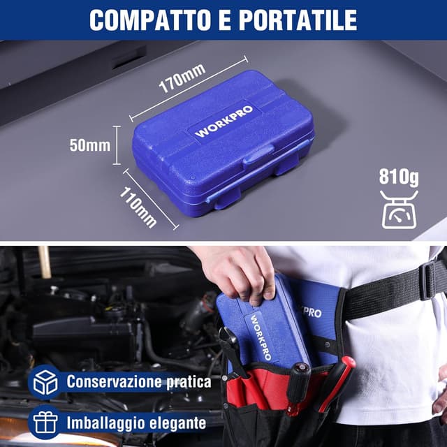 Detalle de WORKPRO Set bussole bulloni ruota 1/2" (17/19/21 mm) con protezione, 3 pezzi, parete sottile Cr-Mo