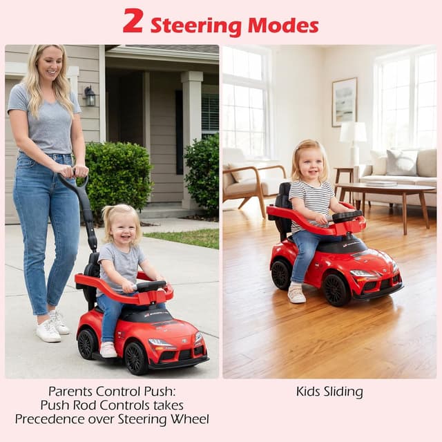 Detalle de INFANS Licensed Toyota Ride-On Push Car (3-in-1) for Toddlers with Music & Storage, Red