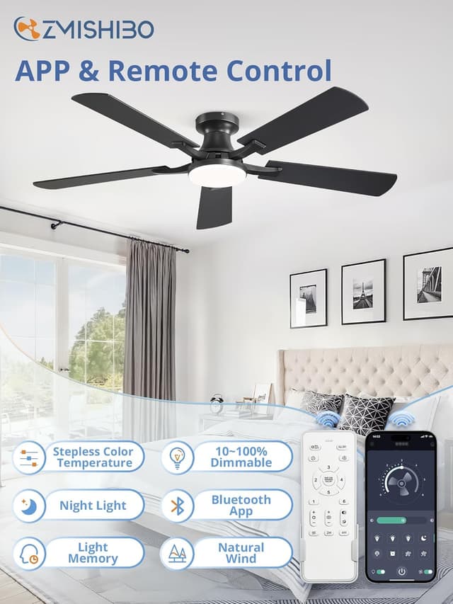 Detalle 2 de ZMISHIBO 52 Inch Ceiling Fan with Light