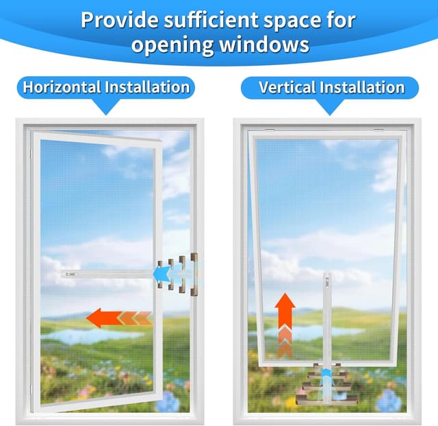 Detalle 2 de BKSAI adjustable window bug net with zip opening to keep flies and mosquitoes out
