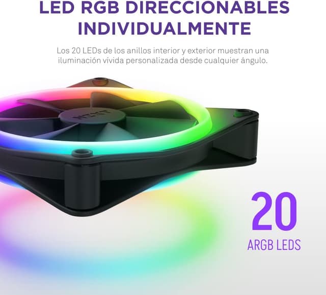 Thumbnail 2 de NZXT F140 RGB Duo - Ventiladores RGB 140 mm 🌈