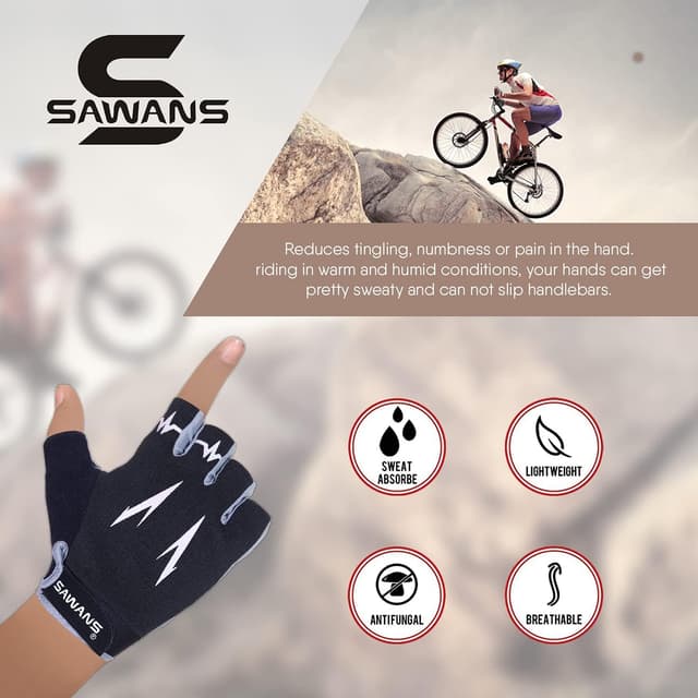 Thumbnail 2 de SAWANS Guantes de ciclismo medio dedo antideslizantes