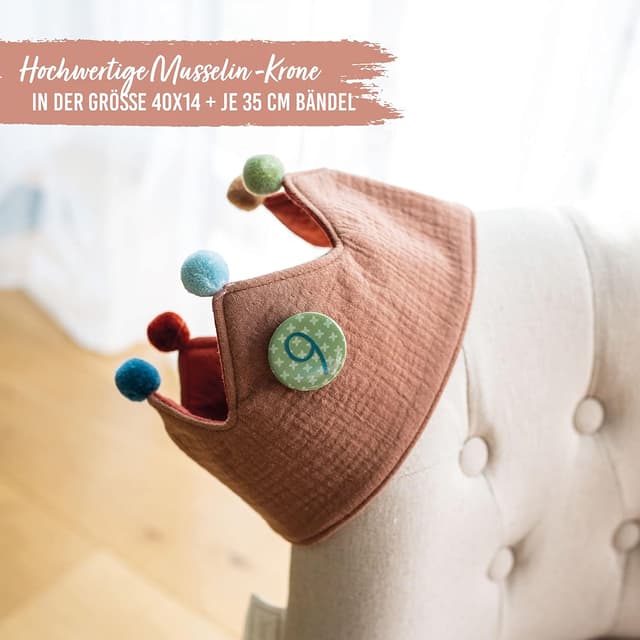 Thumbnail 4 de Papierdrachen Geburtstagskrone Musselin mit Zahlen