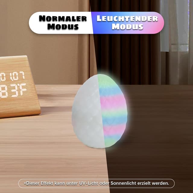 Detalle de Flavery 4er Set 3D-Drachenei mit beweglichem Kristall-Drache – Blau, Gold, Grün (mit Glühen)