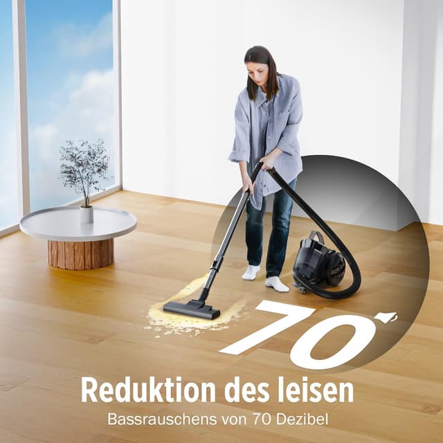 Detalle 2 de OYLCDI beutelloser Bodenstaubsauger 1600 W (70 dB) mit HEPA-Filter und 5 m Kabel, 2,2 l Staubbehälter
