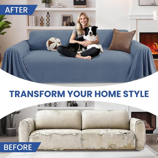 Thumbnail 6 de Ystyle housse de canapé 1 place 200x230 cm antidérapante lavable, bleu