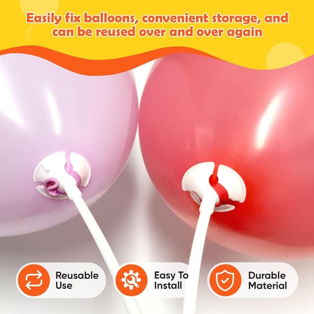 Detalle de Kedixiest 50PCS Balloon Sticks with Cups (32cm) – White reusable balloon holders for party displays