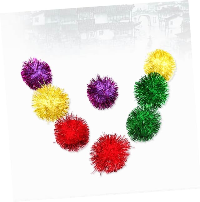 Detalle de SUPVOX 30 bunte Mini-Glitzer-Lametta-Kugeln als Katzenspielzeug (Pompons/Pom-Poms)