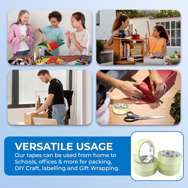 Detalle de Double Dragon Clear Packaging Tape (24mm x 40m) – 6 rolls, extra-strong parcel sealing tape