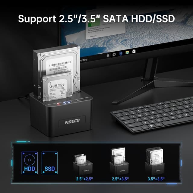 Detalle 2 de FIDECO Hard Drive Docking Station dual‑bay, USB 3.0