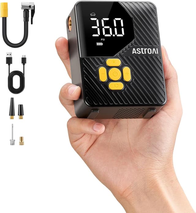 Detalle de AstroAI Mini Compresor Aire Portátil inflador para ruedas