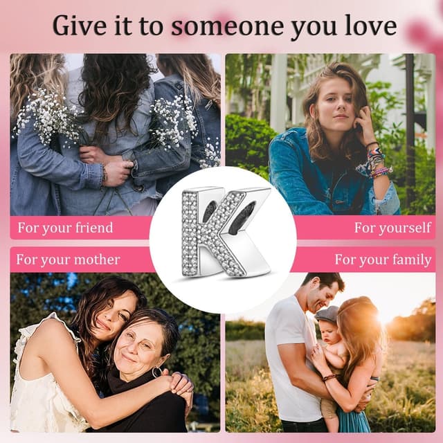 Thumbnail 6 de FLUFLO Buchstabe A–Z Charm Anhänger aus 925 Sterling Silber mit Zirkonia für Armband & Kette (kompatibel mit europäischen Chams) Z222