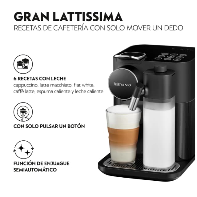Detalle 2 de De'Longhi Gran Lattissima cafetera cápsulas 19 bares