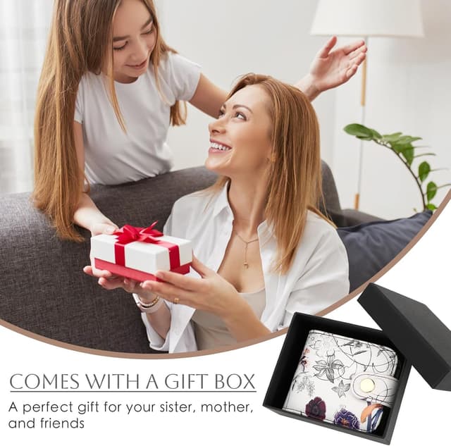 Detalle 2 de Kilofly Genuine Leather Double Lipstick Case with Mirror and Gift Box (Flower 04)