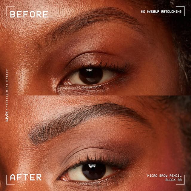 Detalle de NYX Professional Makeup Micro Brow Pencil (08 Black) – beidseitiger, wasserfester Augenbrauenstift mit Bürstchen