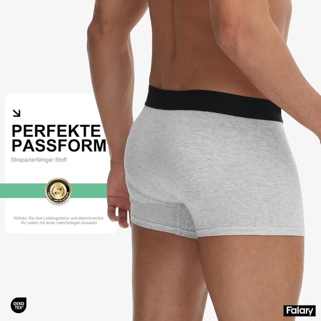 Thumbnail 3 de FALARY Herren Boxershorts im 12er/6er Pack aus Bio-Baumwolle (etikettenfrei, atmungsaktiv) – Größen S bis 3XL