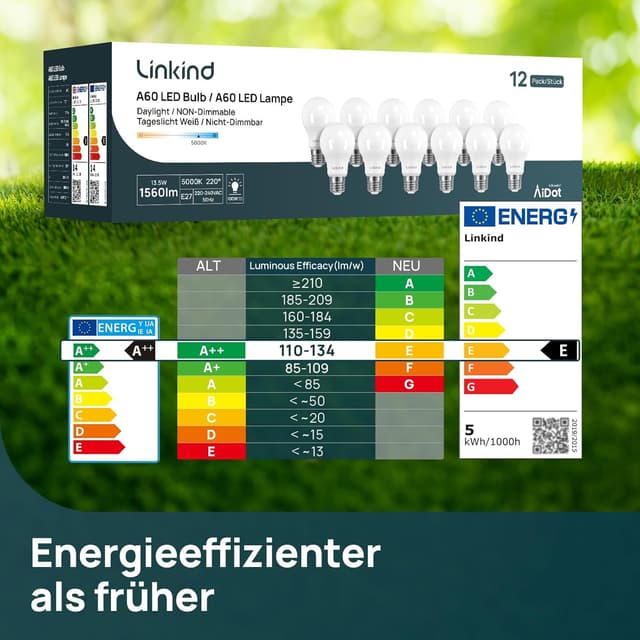 Thumbnail 6 de Linkind 13,5W Superhell E27 LED-Lampe A60 Edison, 1.521 lm, 2.700K (warmweiß), 12er-Set