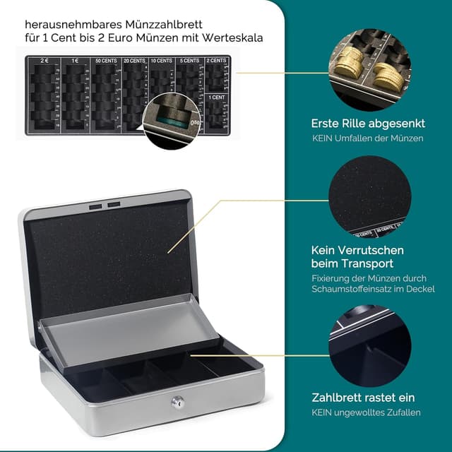 Thumbnail 5 de GREELUE Geldkassette Silber 30 cm