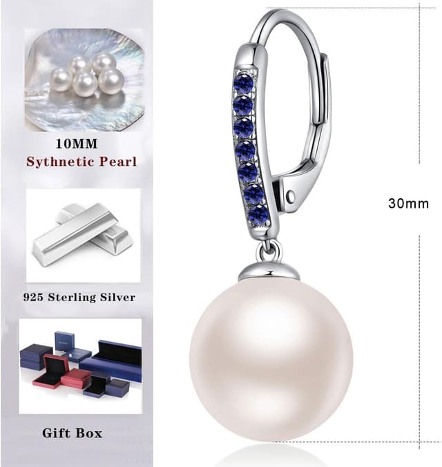 Thumbnail 6 de jiamiaoi Perlenohrringe Silber 925 mit hängender Perle (8–13 mm) und Klappverschluss für Damen