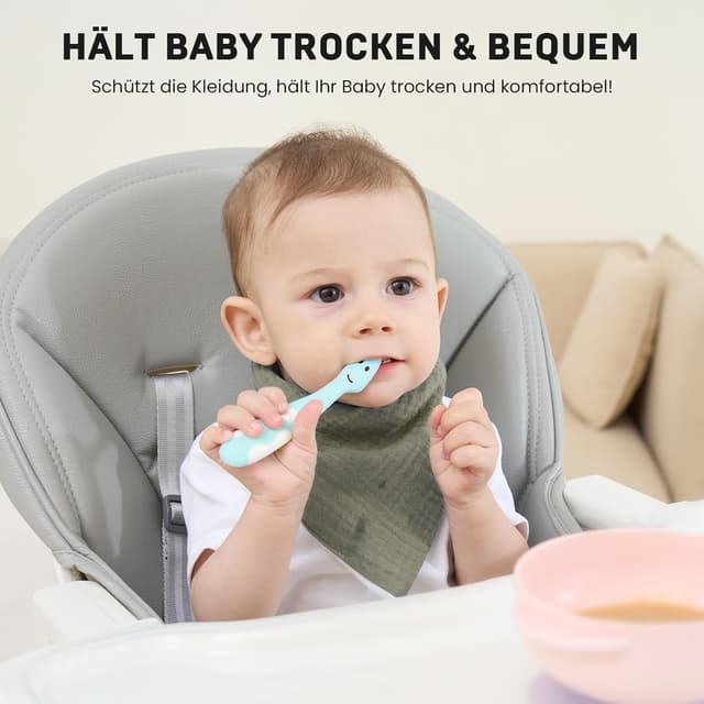 Thumbnail 1 de IKWOLETI Lätzchen Dreieckstuch Musselin 8er-Set