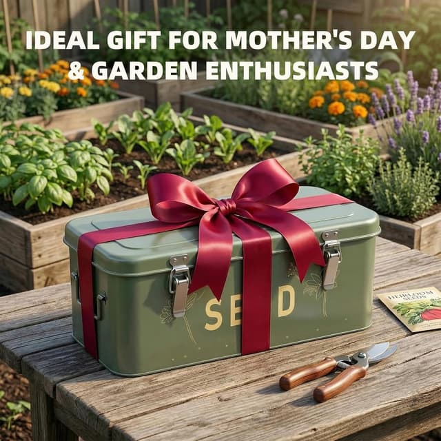 Thumbnail 6 de Orionstar Seed Storage Organiser: metal seed saving box with lid, 4 compartments & storage set