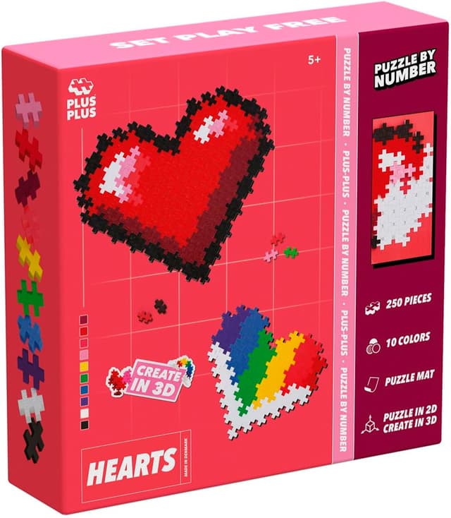 Detalle 2 de Puzzle By Number 250 pcs Hearts (Plus-Plus) — a compact creative puzzle for ages 5–12