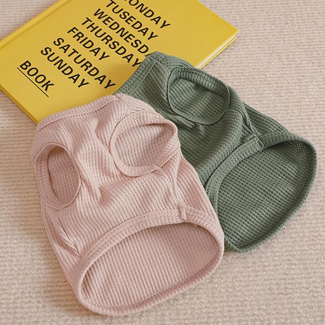 Detalle de Waffle Knit Cat & Dog T Shirt for Small Dogs – Stretchable Puppy Shirt for Sphynx & Small Breeds (2 PCS, Large)