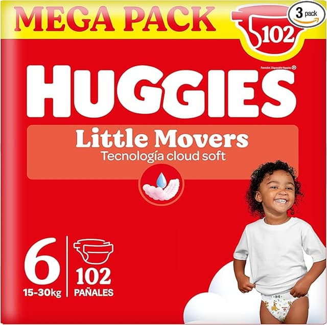 Imagen de HUGGIES Little Movers Pañales Disney Talla 6 🧸 102 unidades en OfertitasTOP