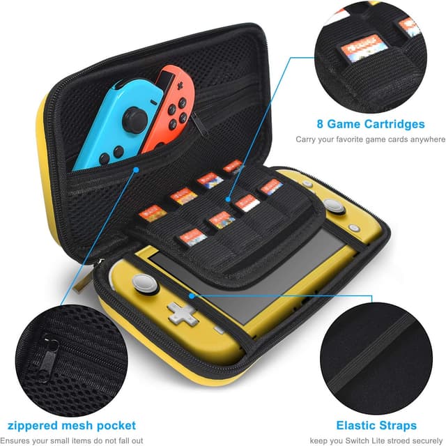 Detalle de YUANHOT Tasche & Schutzhülle Set für Nintendo Switch Lite (Gelb) mit TPU-Hülle, Displayschutzfolie und Griffkappen