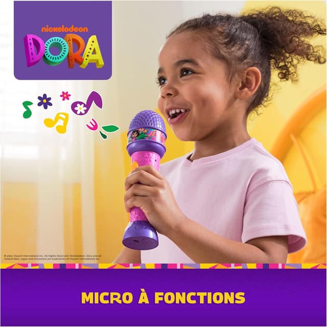 Detalle de Dora Micro à fonctions de la forêt tropicale – micro musique 18 cm, 4 chansons & 9 sons, bilingue FR/EN