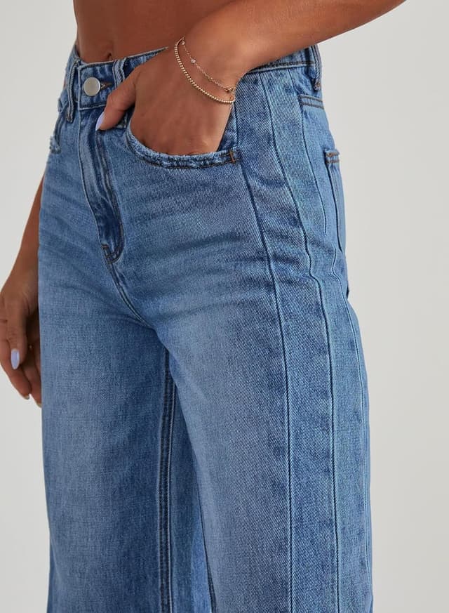 Detalle 2 de Sidefeel Zimbaplatinum High-Waist Wide-Leg Jeans for Women