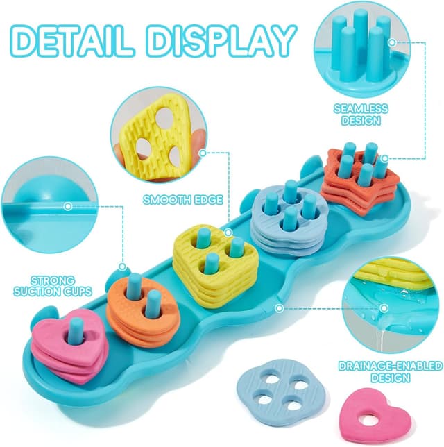 Detalle 2 de Bath Toys Shape Sorter with 20 Silicone Pieces