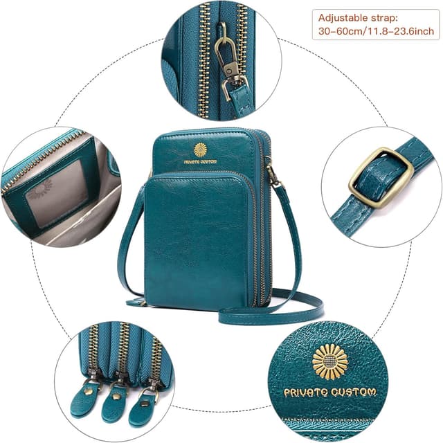 Detalle de SENDEFN women’s genuine leather phone bag crossbody – small multi-compartment purse