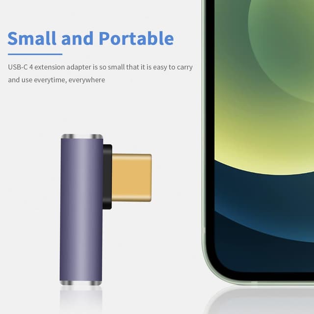 Detalle 2 de Duttek Adaptateur USB‑C 40 Gbps coudé 90° : charge 100 W et vidéo 8K@60 Hz