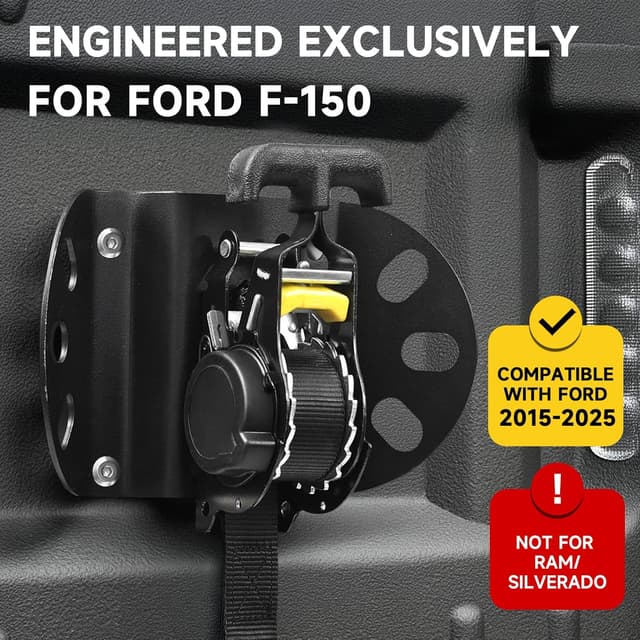 Thumbnail 6 de Retractable Ratchet Straps for 2015-2025 Ford F-150 (2-Pack), Self Retractable Tie-Downs, 1" x 10', 1500 lb Break Strength, Black