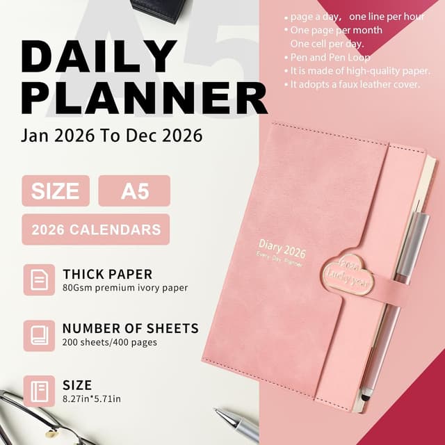 Detalle 2 de Mcdsuc A5 Daily Planner 2026, Day‑per‑Page 📒