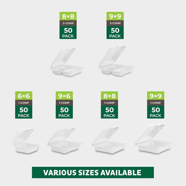 Thumbnail 5 de Freshware Compostable 8x8" Clamshell 🍱