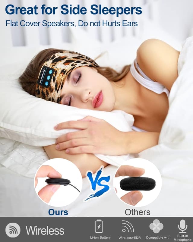 Detalle de LC-dolida Sleep Headphones Bluetooth with Sleep Mask and Thin HD Stereo Speakers