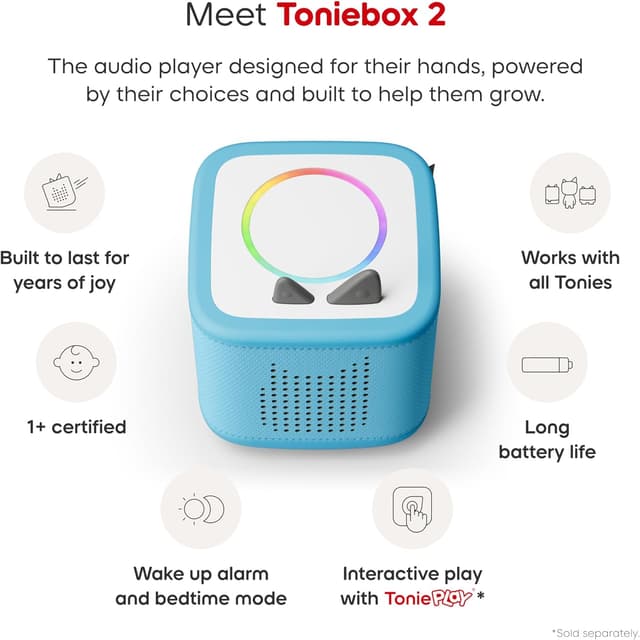 Detalle de Toniebox 2 Audio Player Starter Set for Kids 1+ with Playtime Puppy (Sky Blue)