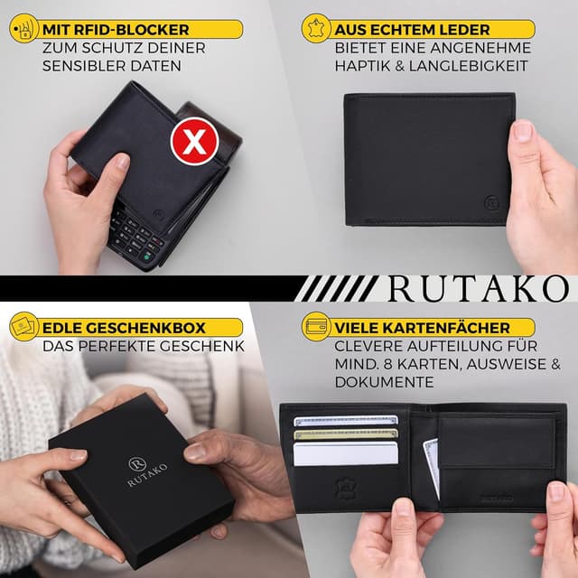 Thumbnail 1 de RUTAKO Leder Geldbörse Herren RFID-Brieftasche