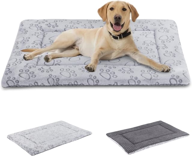 Detalle de IEUUMLER Hundebett Waschbare Hundematte FC014 (Grau, 91 × 58 cm) – reversible Flauschdecke zum Unterwegs