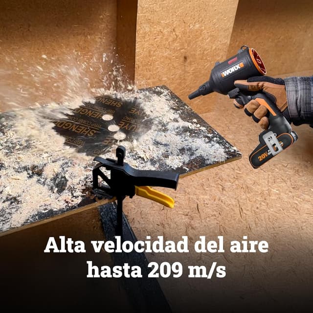 Detalle de WORX 20V Akku-Staubläser mit bürstenlosem Motor – Luftgebläse, Aufblasgerät & 4 Geschwindigkeiten