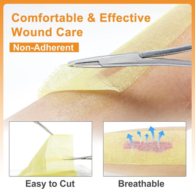 Detalle de Carbou Medical Xeroform Petrolatum Dressing 5"x9" (25 Individual Packs) Non-Adherent Mesh Gauze Pads for Wound Care