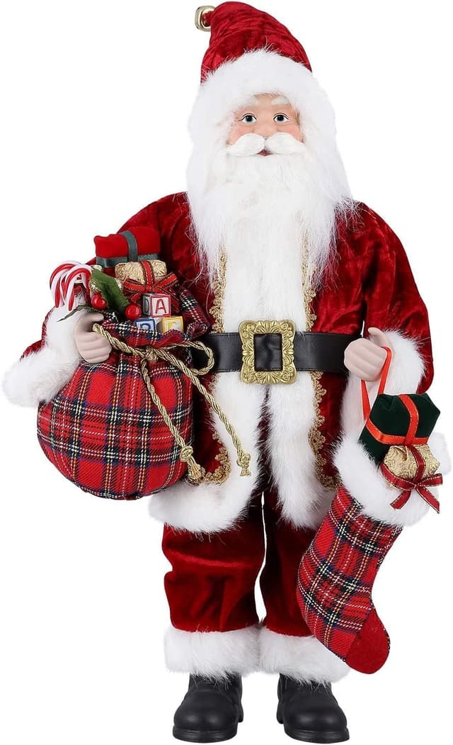 Detalle de Figurine de Père Noël Uten debout rouge, décoration festive 43 cm