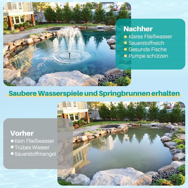 Detalle 2 de Biling Teichfilter Komplettset mit Pumpe (2500 l/h) – Teichpumpe mit Filter, 3 Düsen & Durchflussregler