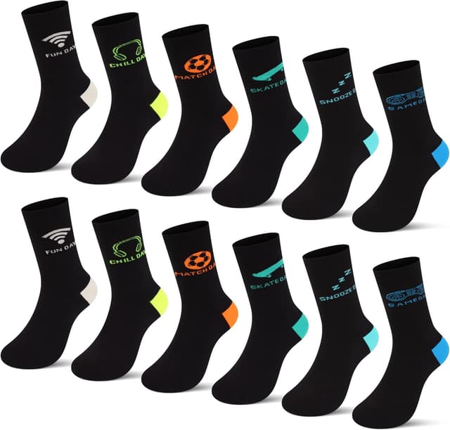 Detalle de Calzini da ginnastica per ragazzi in spugna di cotone (con stampe navy), confezione da 10 paia