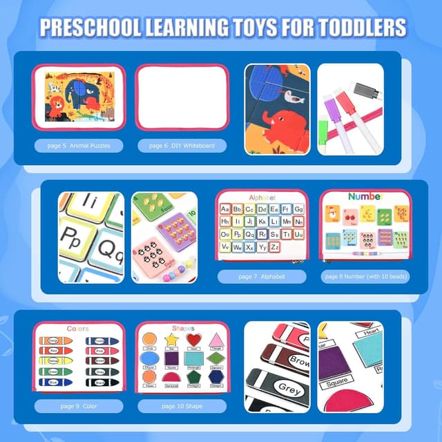 Detalle de Montessori busy board sensory toy (dark blue) for ages 1–6